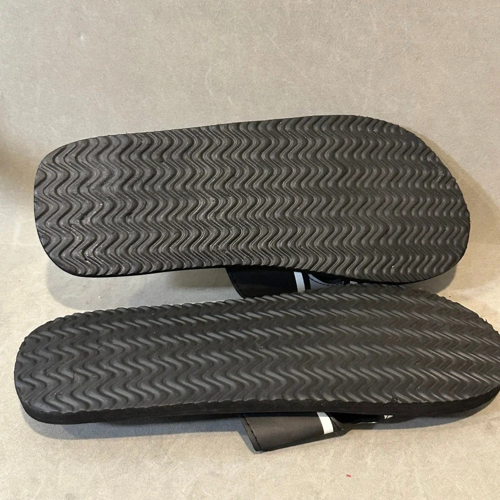 NFL Raiders Slide Sandals Black Silver Adjustable Strap Mens Size Large